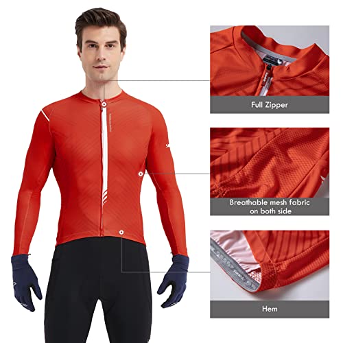 Santic Maillots Ciclismo Hombre Camisetas Ciclismo Manga Larga Rojo EU L