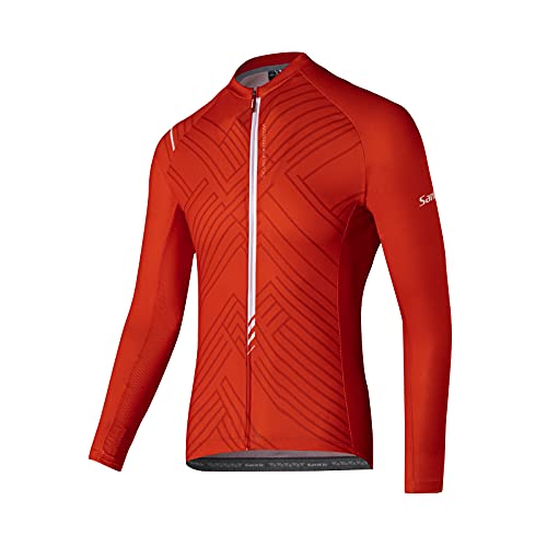 Santic Maillots Ciclismo Hombre Camisetas Ciclismo Manga Larga Rojo EU L