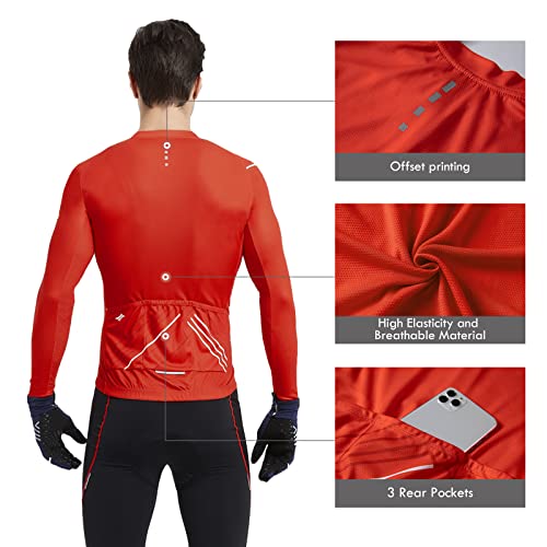 Santic Maillots Ciclismo Hombre Camisetas Ciclismo Manga Larga Rojo EU L