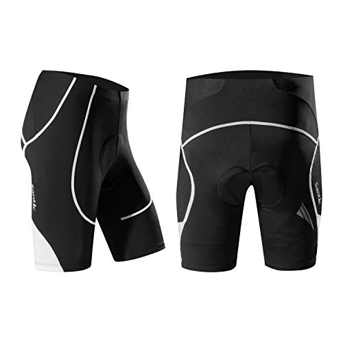 Santic Pantalon Ciclismo Hombre Corto Pantalones Bicicleta Hombre Montaña/MTB Acolchado con Badana/Almohadilla Blanco EU L