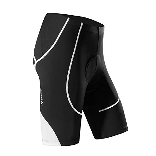 Santic Pantalon Ciclismo Hombre Corto Pantalones Bicicleta Hombre Montaña/MTB Acolchado con Badana/Almohadilla Blanco EU L