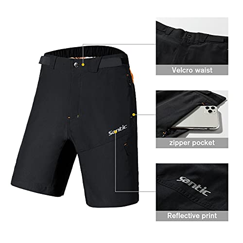 Santic Pantalones Cortos MTB Hombre Pantalones Cortos Ciclismo para Hombre Negro EU L