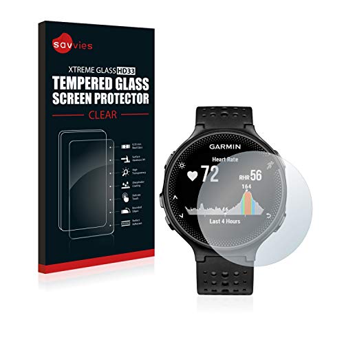 savvies Protector Cristal Templado Compatible con Garmin Forerunner 235 Protector Pantalla Vidrio, Protección 9H, Pelicula Anti-Huellas