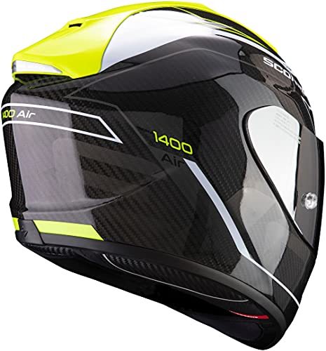 Scorpion - Casco integral EXO-1400 Carbon Air Beau, blanco, neón amarillo, talla XL