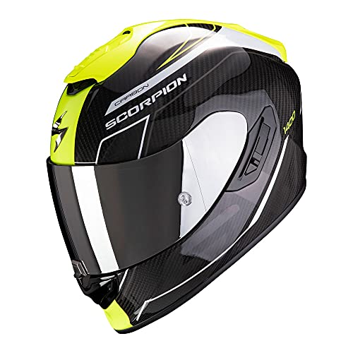 Scorpion - Casco integral EXO-1400 Carbon Air Beau, blanco, neón amarillo, talla XL