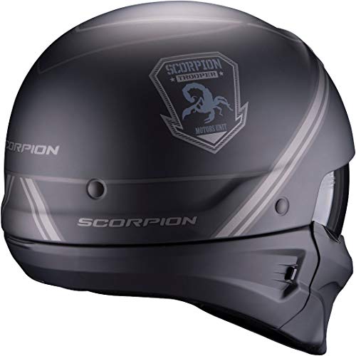 Scorpion Exo Combat EVO Unborn Casco Moto, Hombre, Matt Black-Silver, XXL