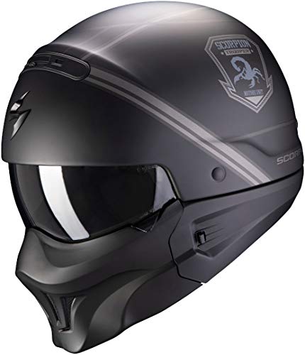 Scorpion Exo Combat EVO Unborn Casco Moto, Hombre, Matt Black-Silver, XXL