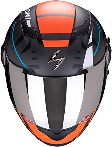 Scorpion NC Casco per Moto, Hombre, Negro/Oroange, S