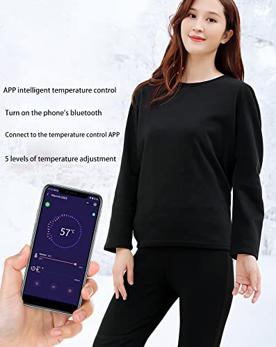 scosao Ropa Interior Térmica para Hombre y Mujer Conjuntos Térmicos de Esquí Funcional con App Temperatura de Control Inteligente Camiseta ​Térmicos Pantalón para Deportes de Invierno,Woman,3XL