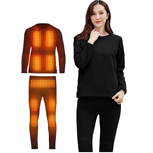 scosao Ropa Interior Térmica para Hombre y Mujer Conjuntos Térmicos de Esquí Funcional con App Temperatura de Control Inteligente Camiseta ​Térmicos Pantalón para Deportes de Invierno,Woman,3XL