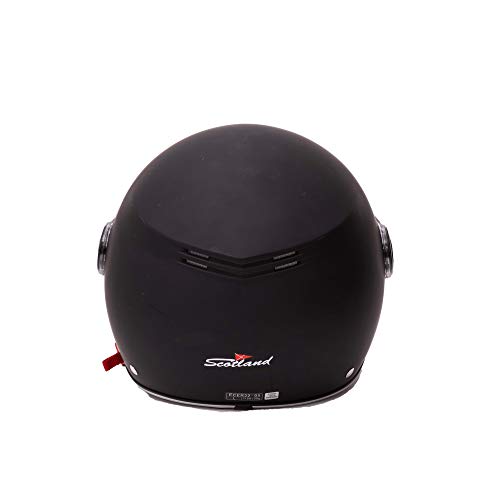 Scotland Motorcycle Dept 120013 LUX - Casco de moto scooter con visera parasol e inserciones de piel, negro M