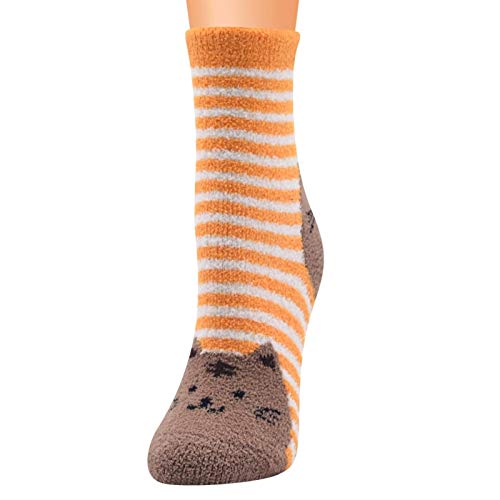 Senderismo calcetines damas calcetines de invierno Stocks de invierno espeso de peluche de coral de coral de coral de raya de gato de pecho de gato calcetines de la zapatilla de las mujeres calientes