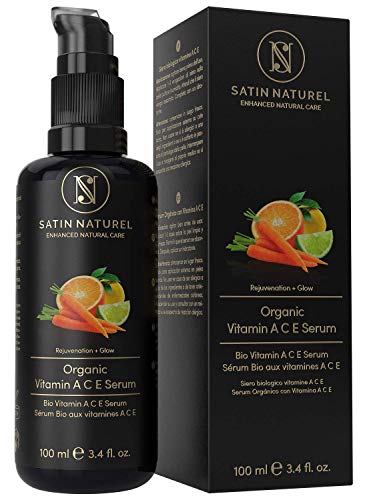 Serum Facial de Vitamina C, A&E ORGÁNICO 100ml - Hidratante Facial Mujer Contorno de Ojos con Acido Hialuronico y Aloe Vera - Vegano - Despigmentante Antimanchas Antiarrugas - Hecho en Alemania