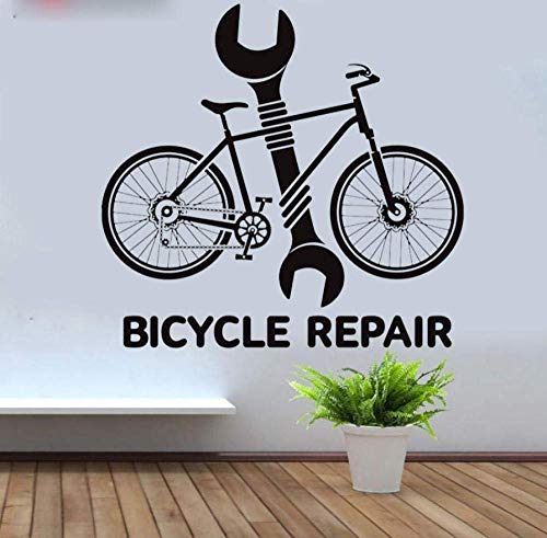 Servicio De Reparación De Bicicletas Herramienta De Llave Tienda De Bicicletas Etiqueta De La Pared Vinilo Decoración Del Hogar Calcomanía De Ventana Mural 59 * 57 Cm