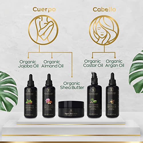 Set de Regalos Originales para Mujer Cuidado del Cuerpo ORGÁNICO 5x30 ml – Manteca de Karite, Aceite de Argan, de Jojoba, de Almendras y de Ricino - Caja Regalo Mujer Vegano Bio - Regalos para Mujer