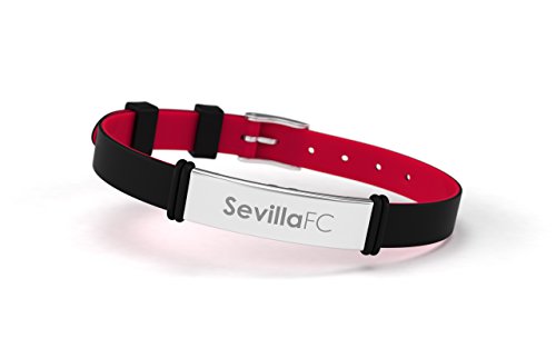 Sevilla FC - Pulsera Fashion Negra Ajustable para Hombre, Mujer y Niño | Pulsera Sevillista de Silicona y Acero Inoxidable