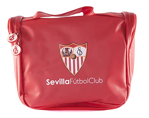 Sevilla Fútbol Club Neceser de Viaje - Producto Oficial del Equipo, con Percha para Colgar y Varias Alturas para Guardar Artículos de Aseo