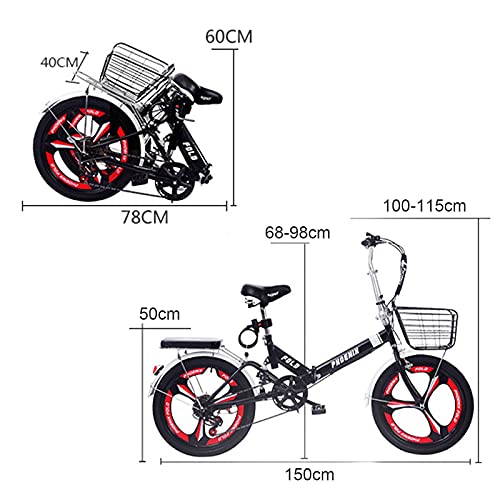 SFSGH Bicicleta Plegable Mini Bicicleta Plegable de Ciudad Ligera, Bicicleta de suspensión compacta de 20 Pulgadas para Adultos, Hombres y Mujeres, Adolescentes, Estudiantes, oficinistas