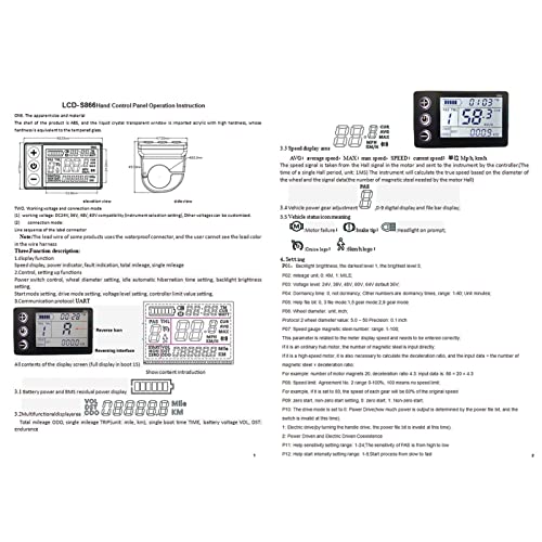 Shanrya Pantalla LCD con Controlador sin Escobillas, Kit de Scooter Eléctrico de Alto Rendimiento para Bicicletas Eléctricas, Vehículos Todo Terreno para Manillares de 22,5 Mm / 0,9 Pulgadas