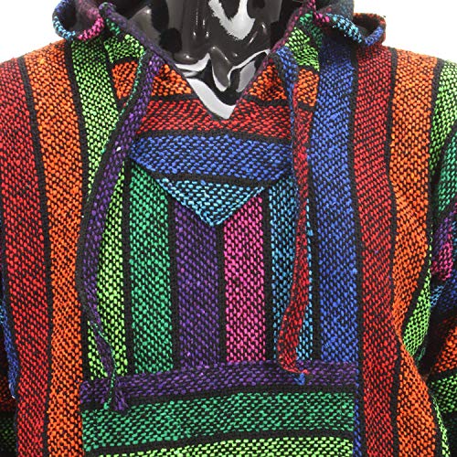 Siesta Jersey hippie mexicano Baja Jerga con capucha - Rainbow