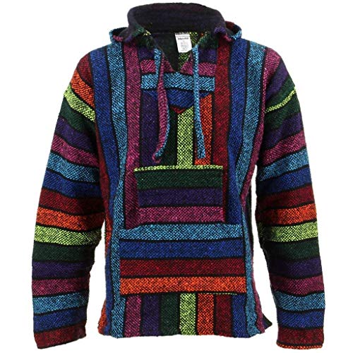 Siesta Jersey hippie mexicano Baja Jerga con capucha - Rainbow