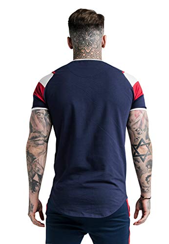 Sik Silk Camiseta para hombre S/S Retro Sprint Gym Tee SS-17755 azul marino rojo/blanco oscuro azul M
