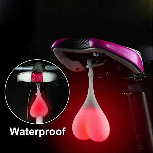 Silicone Bike Back Rear Tail Cycling LED Light Heart Ball Egg Safe Lamp,Silicone LED Bicycle Tail Light, Colorful Rear Lights with Waterproof,for Mountain Bike and Bicycle (Colorful)