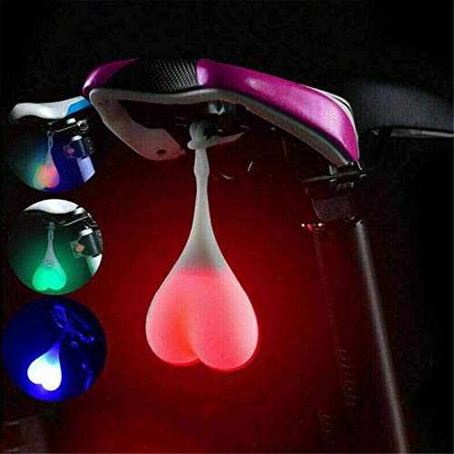 Silicone Bike Back Rear Tail Cycling LED Light Heart Ball Egg Safe Lamp,Silicone LED Bicycle Tail Light, Colorful Rear Lights with Waterproof,for Mountain Bike and Bicycle (Colorful)