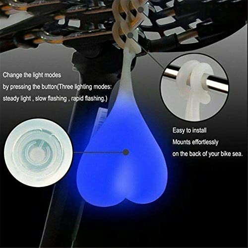 Silicone Bike Back Rear Tail Cycling LED Light Heart Ball Egg Safe Lamp,Silicone LED Bicycle Tail Light, Colorful Rear Lights with Waterproof,for Mountain Bike and Bicycle (Colorful)