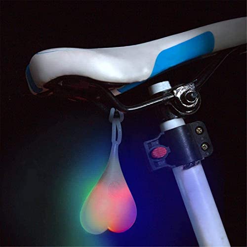 Silicone Bike Back Rear Tail Cycling LED Light Heart Ball Egg Safe Lamp,Silicone LED Bicycle Tail Light, Colorful Rear Lights with Waterproof,for Mountain Bike and Bicycle (Colorful)