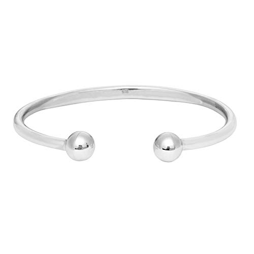 Silverly Brazalete Para Hombre Mujer en Plata de Ley 925 de Identidad Rígido Delgado Ajustable