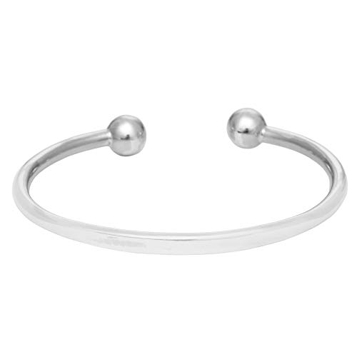 Silverly Brazalete Para Hombre Mujer en Plata de Ley 925 de Identidad Rígido Delgado Ajustable