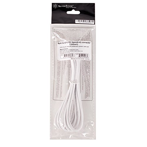 Silverstone SST-PP07-EPS8W - Cable Extensor enfundado 30cm EPS 8pines a EPS/ATX 4+4pines, Blanco