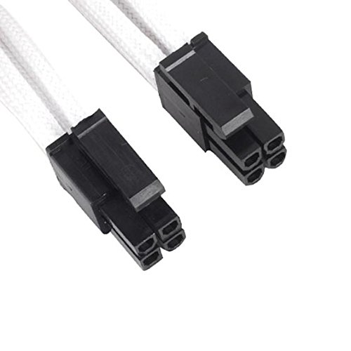 Silverstone SST-PP07-EPS8W - Cable Extensor enfundado 30cm EPS 8pines a EPS/ATX 4+4pines, Blanco