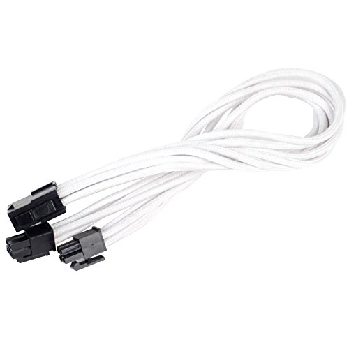 Silverstone SST-PP07-EPS8W - Cable Extensor enfundado 30cm EPS 8pines a EPS/ATX 4+4pines, Blanco