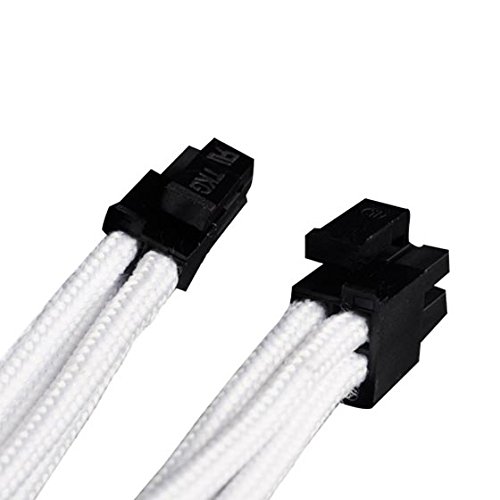 Silverstone SST-PP07-EPS8W - Cable Extensor enfundado 30cm EPS 8pines a EPS/ATX 4+4pines, Blanco