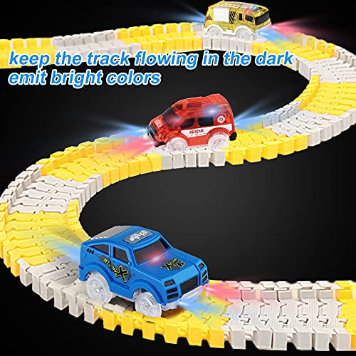 Sirecal Magic Track Race Car - 3Pcs Coche de Carreras 5 Led Lights (SUV, Ambulancia, vehículo de ingeniería) Circuito Coches Juguete Accesorios de Pista para Niños 3 4 5 6 Años
