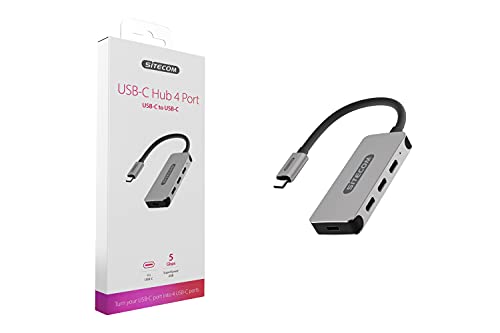 Sitecom CN-385 USB-C Hub 4 Puertos | USB-C Macho a 4 Puertos USB-C 3.1 Hembra, buje de Aluminio