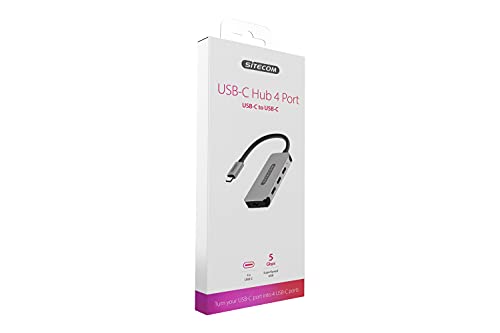 Sitecom CN-385 USB-C Hub 4 Puertos | USB-C Macho a 4 Puertos USB-C 3.1 Hembra, buje de Aluminio