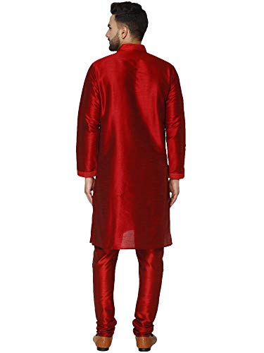 SKAVIJ Kurta Pijama - Vestido de Fiesta Étnico Indio - Traje de Hombre Rojo_XL