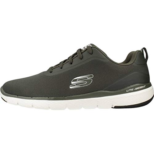 Skechers Flex Advantage 3.0 Landess, Zapatillas Hombre, Verde (Olive Knit/Synthetic/Trim Old), 45 EU