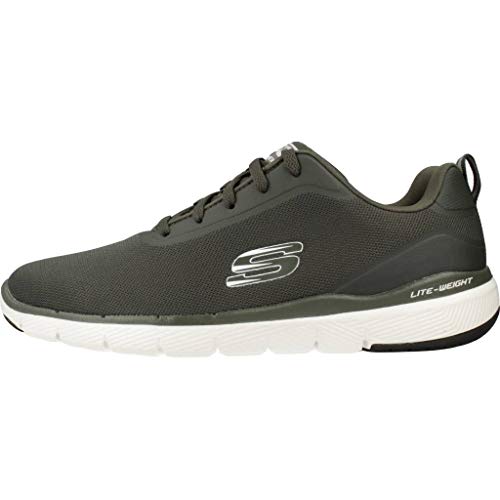 Skechers Flex Advantage 3.0 Landess, Zapatillas Hombre, Verde (Olive Knit/Synthetic/Trim Old), 45 EU