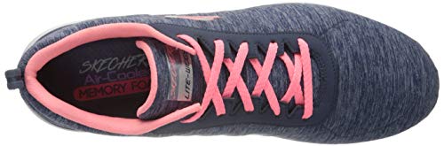 Skechers Flex Appeal 3.0-Insiders, Zapatillas Mujer, Multicolor (NVCL Black & Gray Mesh/Black Trim), 40 EU