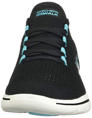 Skechers Go Walk 5-Uprise, Zapatillas Mujer, Negro (Black Textile/Turquoise Trim Bktq), 41 EU