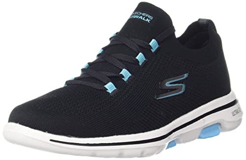 Skechers Go Walk 5-Uprise, Zapatillas Mujer, Negro (Black Textile/Turquoise Trim Bktq), 41 EU