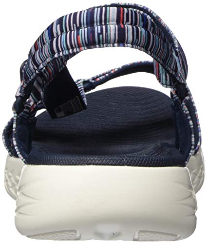 Skechers On-The-go 600, Sandalia con Punta Abierta Mujer, Multicolour Navy Multi Textile Nvmt, 41 EU