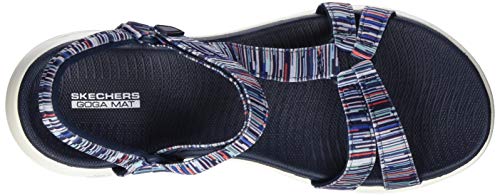 Skechers On-The-go 600, Sandalia con Punta Abierta Mujer, Multicolour Navy Multi Textile Nvmt, 41 EU