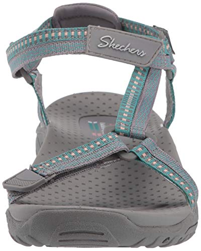 Skechers Reggae-Dub Fest, Sandalias de Punta Descubierta Mujer, Gris (GRY Black, Teal & Pink Webbing), 41 EU