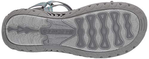 Skechers Reggae-Dub Fest, Sandalias de Punta Descubierta Mujer, Gris (GRY Black, Teal & Pink Webbing), 41 EU