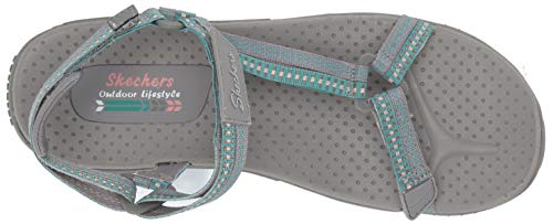 Skechers Reggae-Dub Fest, Sandalias de Punta Descubierta Mujer, Gris (GRY Black, Teal & Pink Webbing), 41 EU